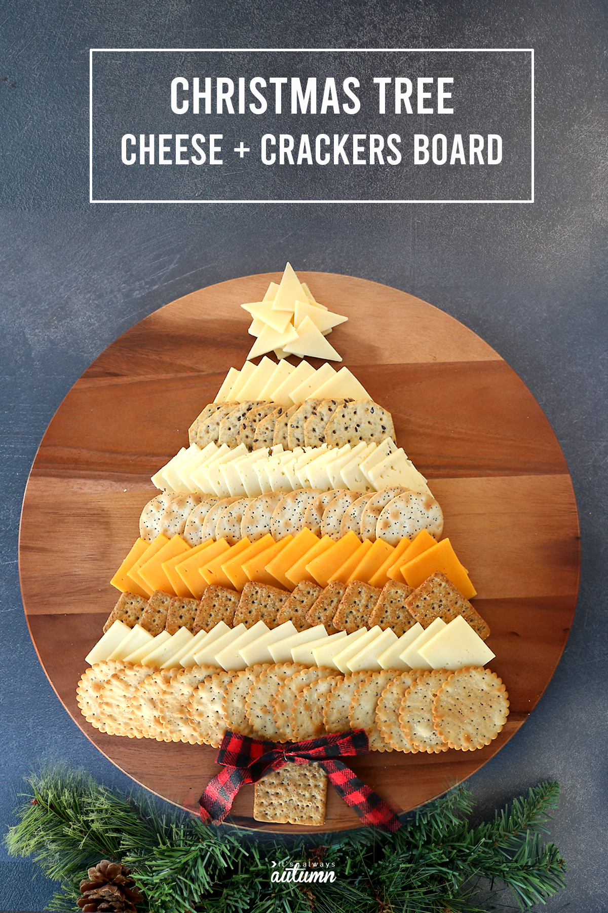 Christmas Tree Cheese Board {easy holiday appetizer} - It's Always Autumn