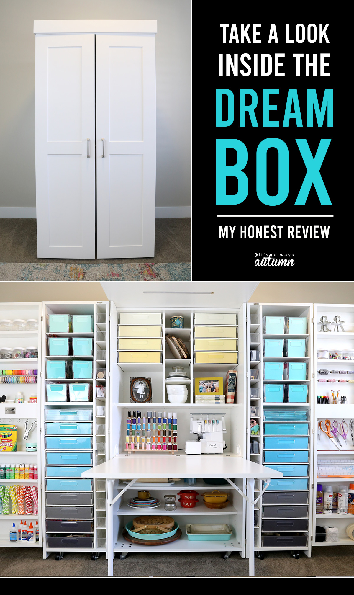 DreamBox + Sew Station review and SALE!  Craft storage cabinets, Sewing  room storage, Sewing room design