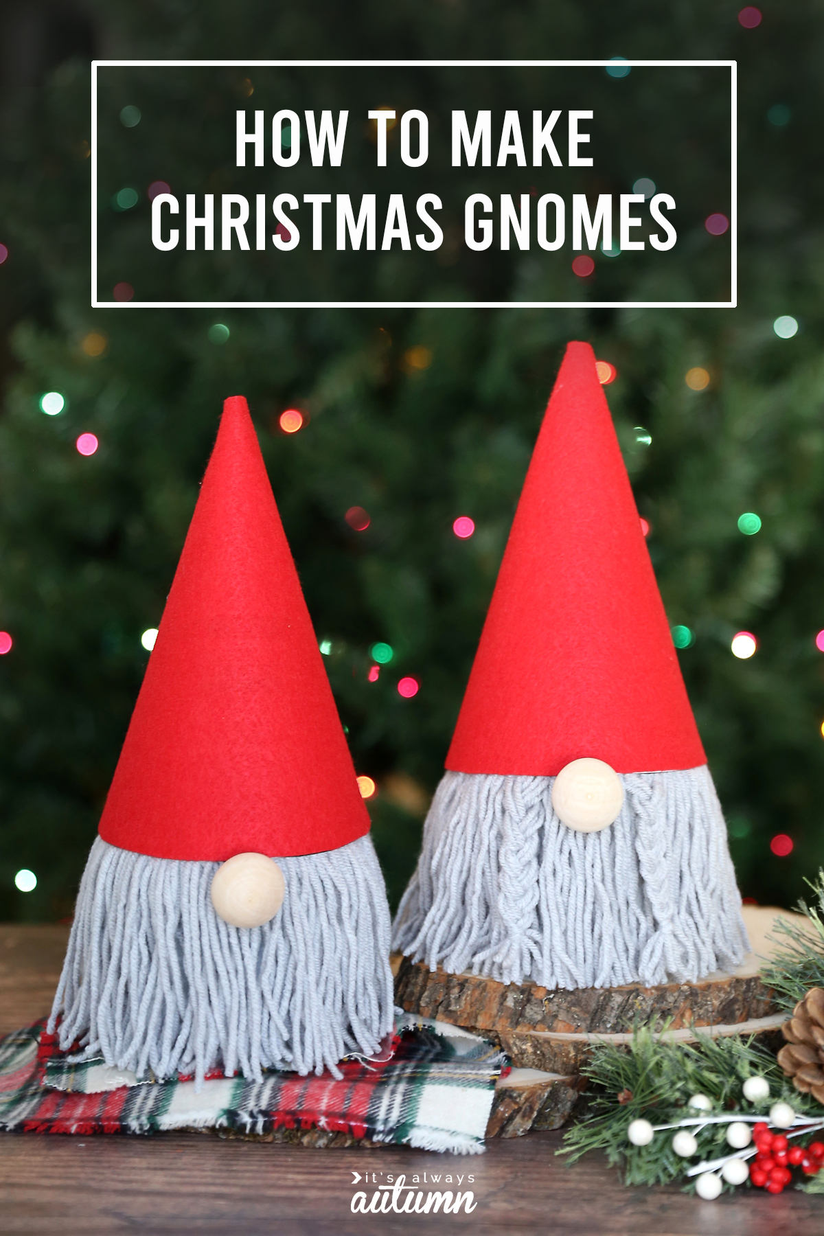 Christmas gnome craft made from toilet paper rolls