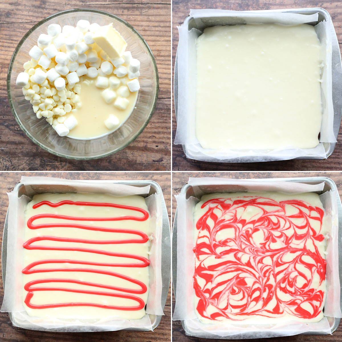 How to make peppermint bark fudge: white chocolate layer