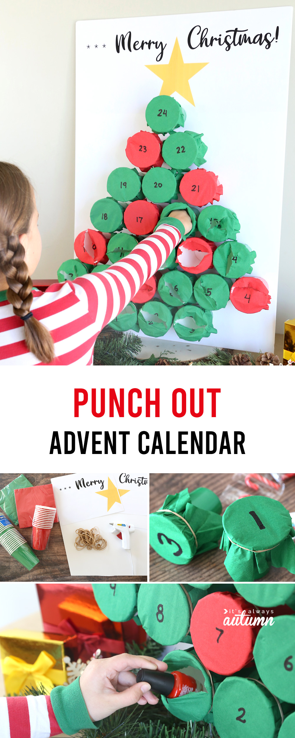 This punch out Advent Calendar is so much fun! It's easy to make and kids will love it!