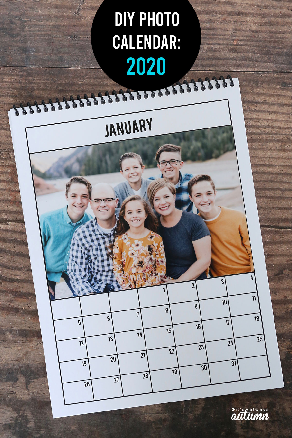 This printable 2020 photo calendar makes a great homemade gift!