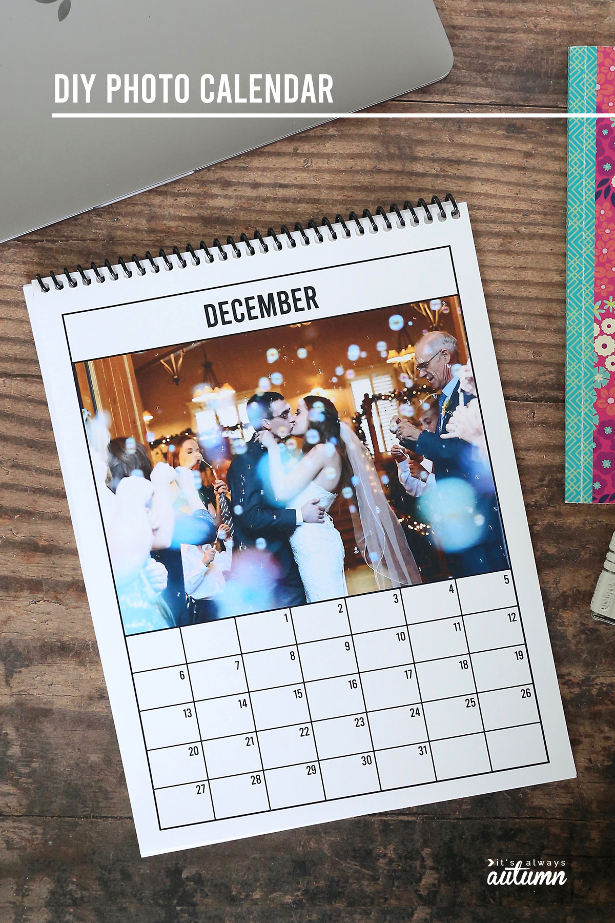 This printable 2020 photo calendar makes a great homemade gift!