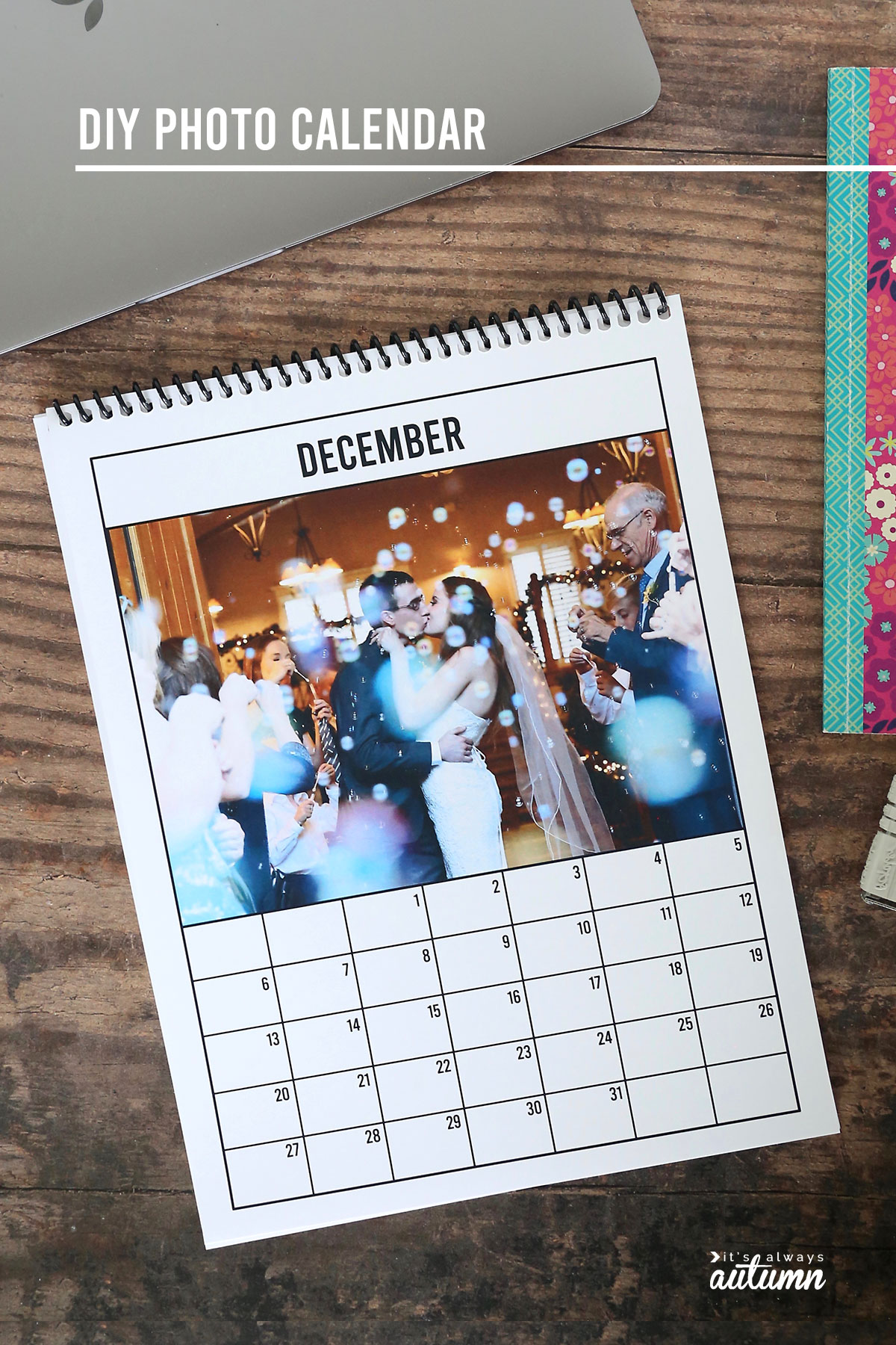 This printable 2020 photo calendar makes a great homemade gift!