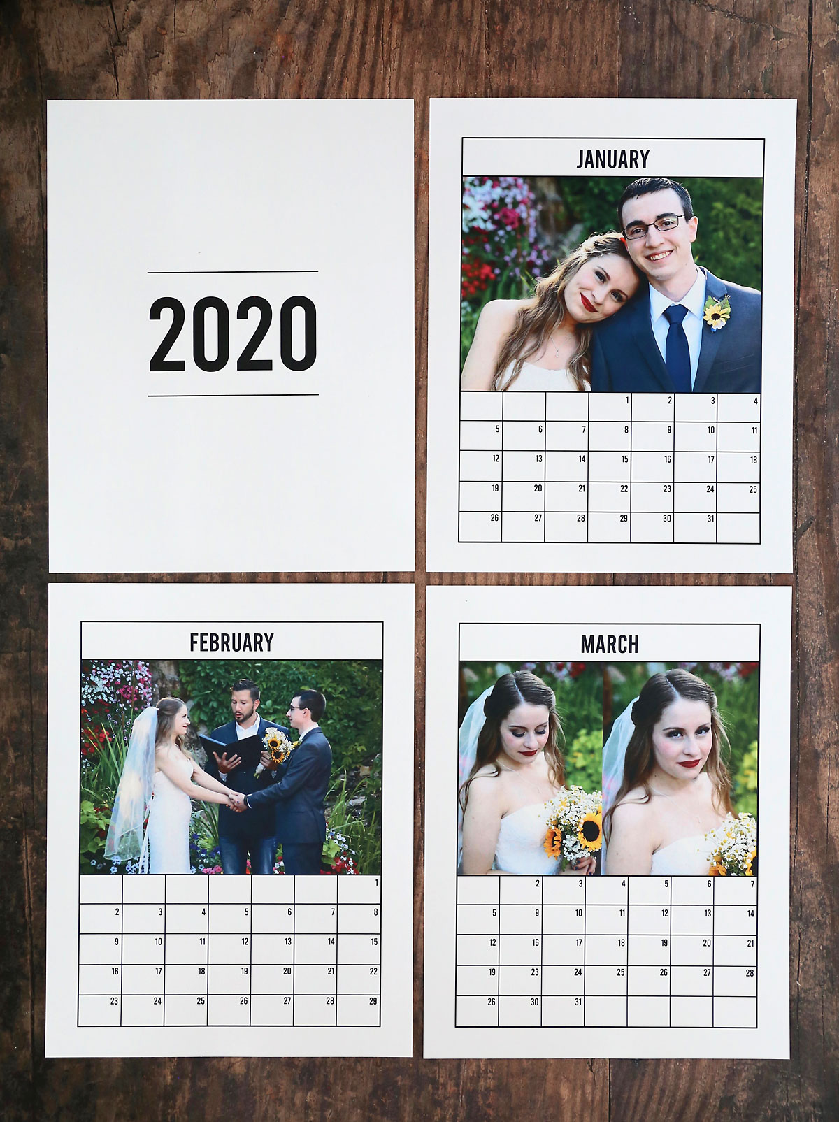 2020 photo calendar: Jan, Feb, and Mar