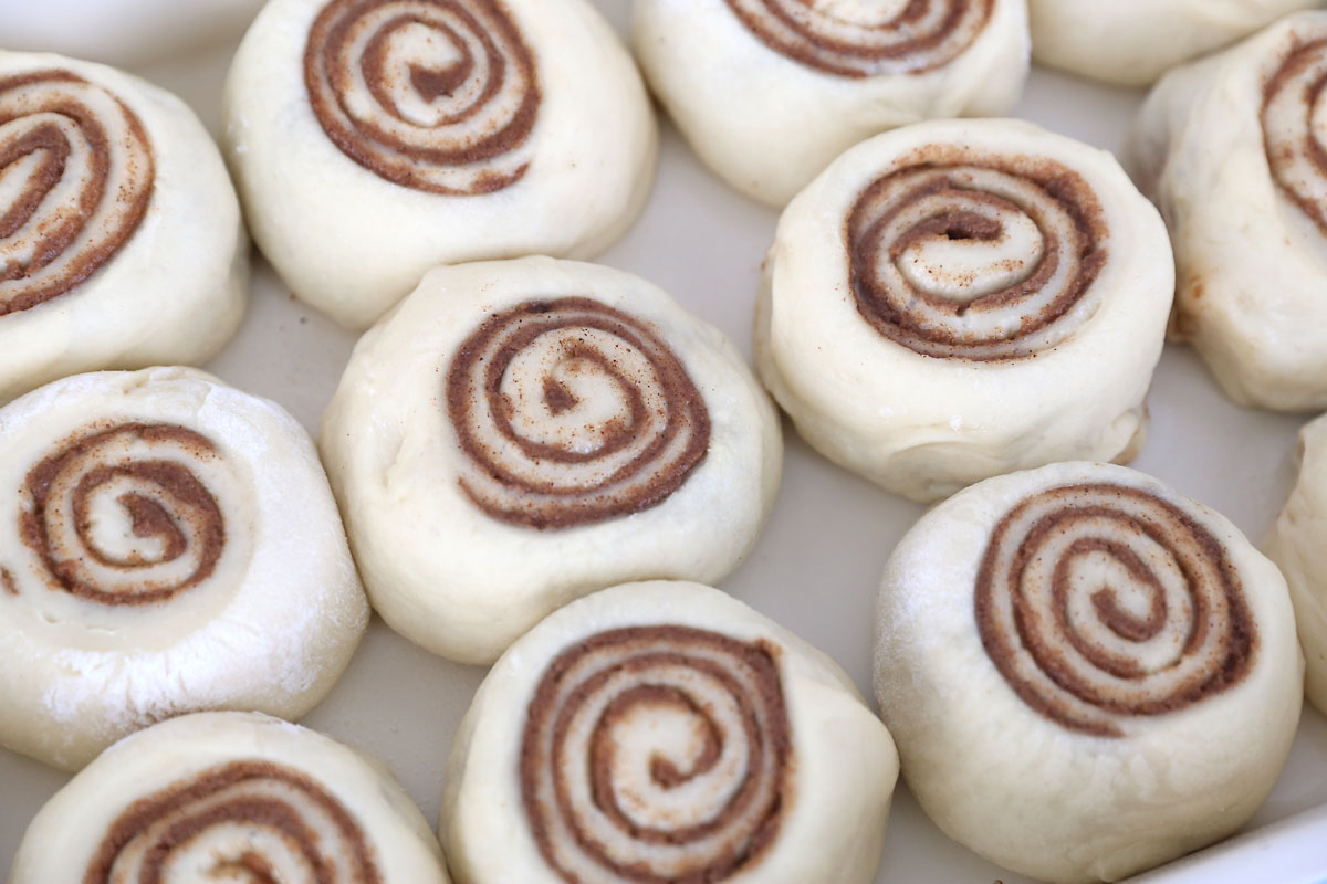 Cinnamon roll dough after the second rise