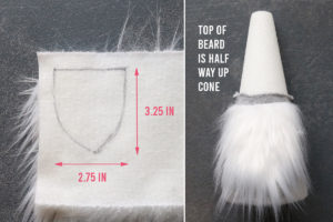 How to make a sock gnome: cut the beard from faux fur