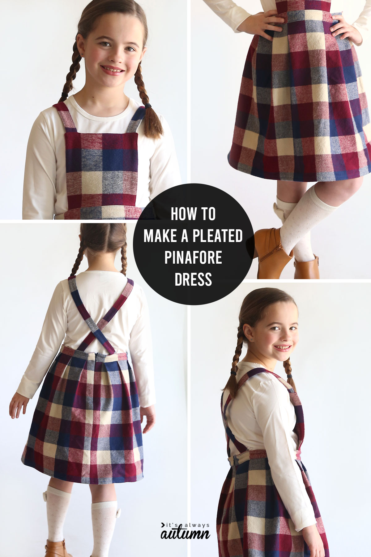 Learn how to create your own pinafore dress pattern and make a pinafore dress in any size!