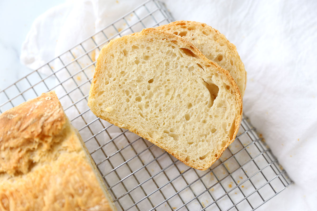 Easy bread recipe makes a chewy bread with lots of holes