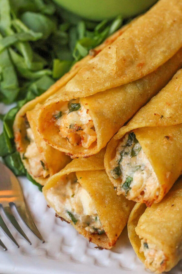 Creamy cheese and chicken taquitos