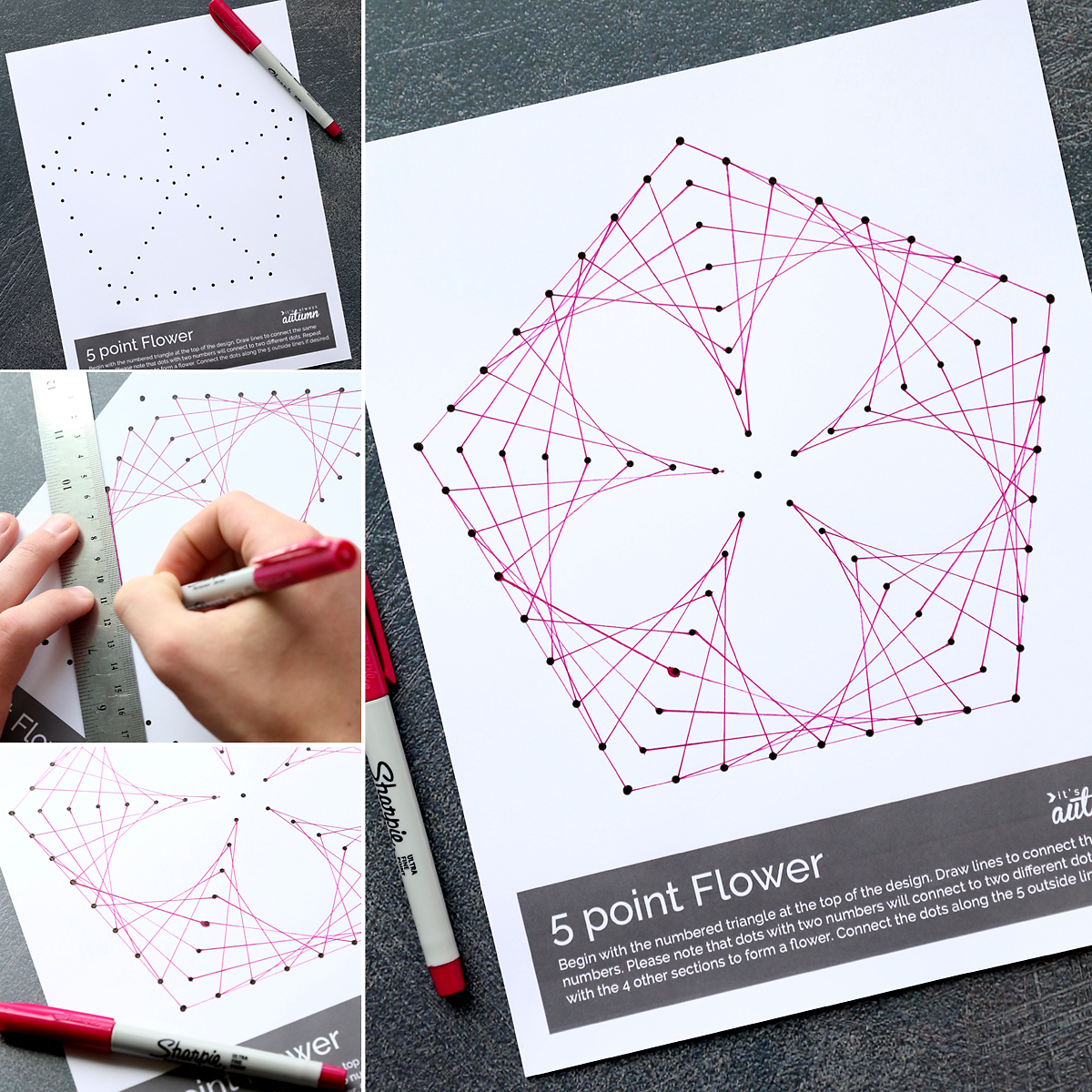 How to make a flower using dots and lines - geometric line art