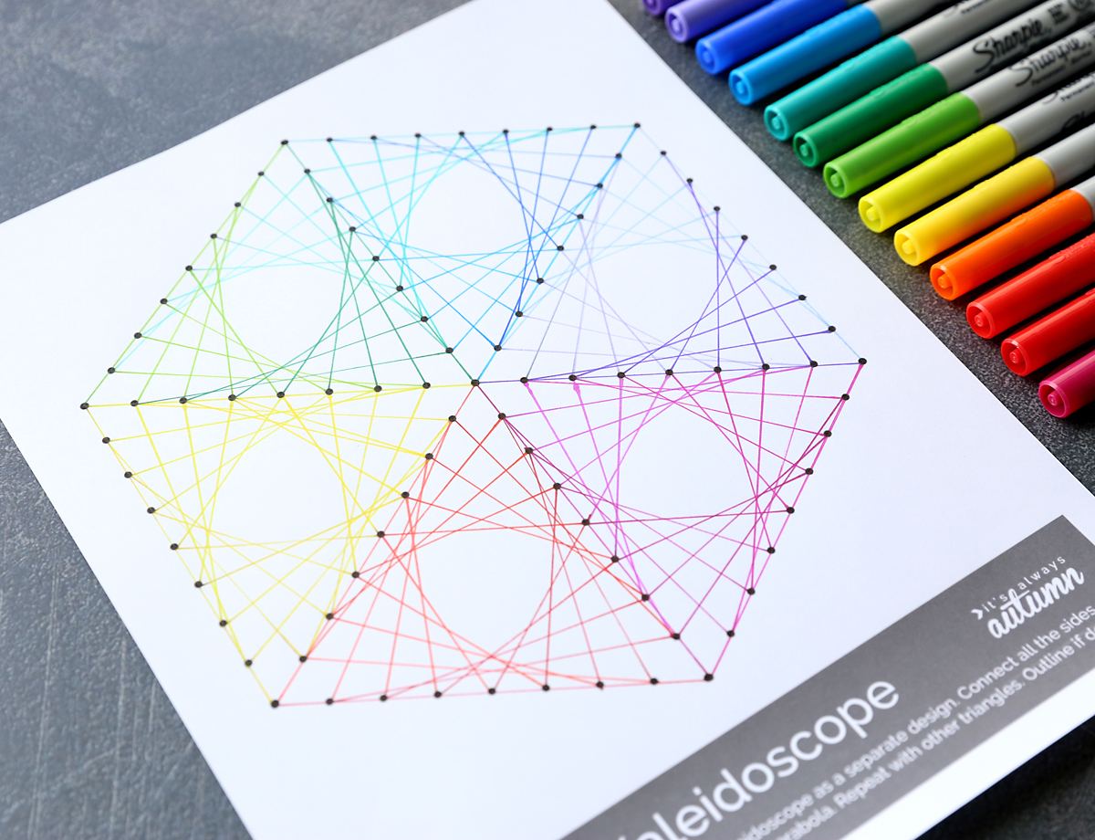 Geometric line art worksheets for kids - easy art