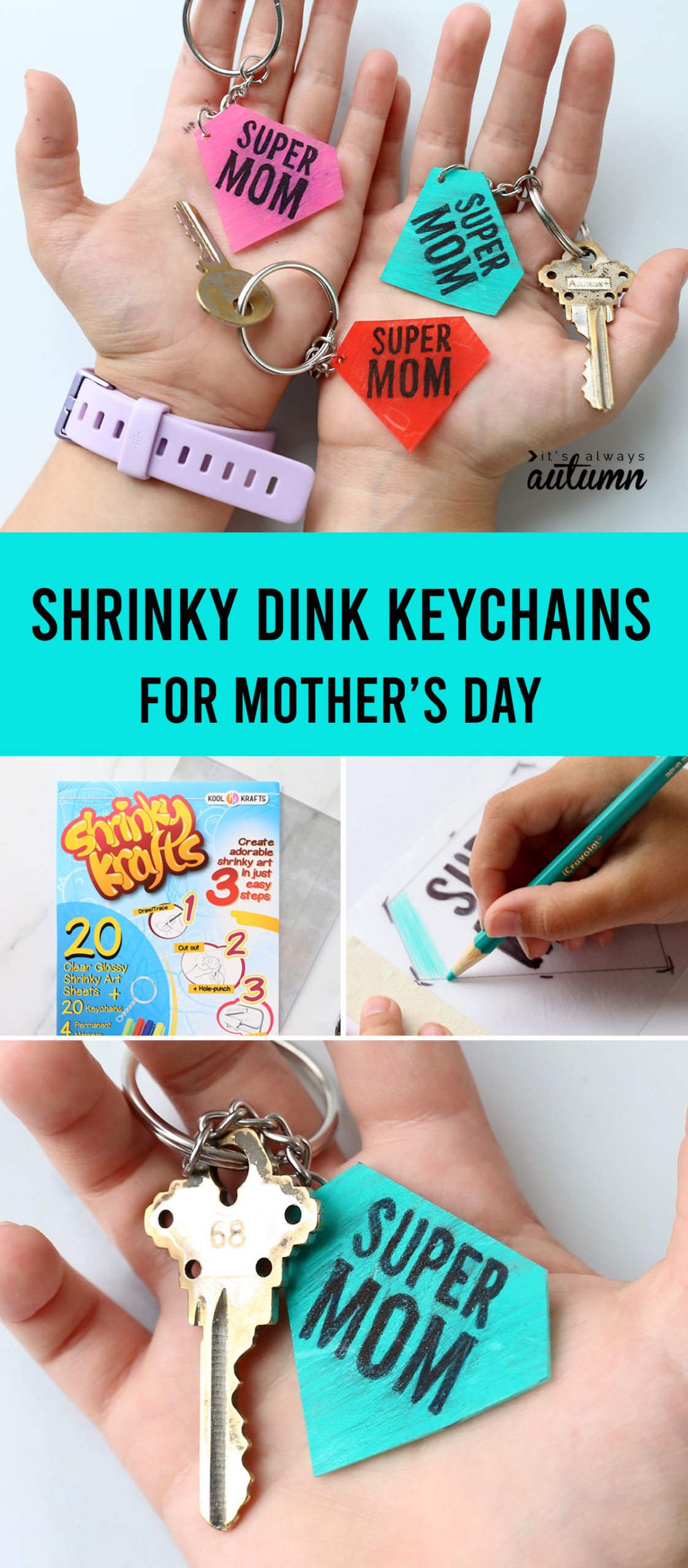 Shrinky Dink Keychains for {Super} Mom - It's Always Autumn