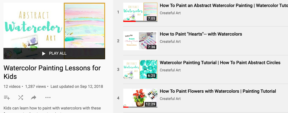 Free online watercolor class for kids