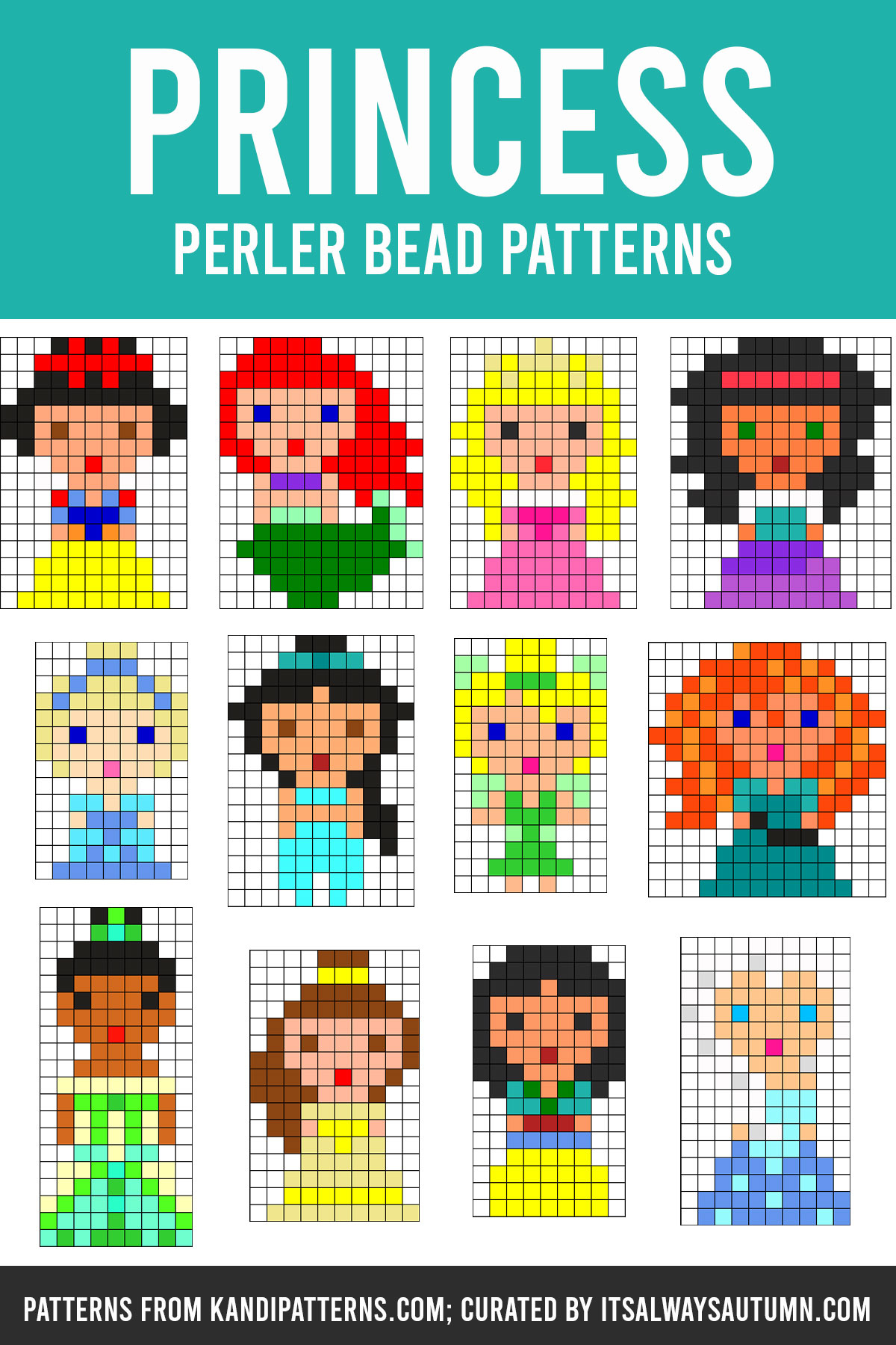 The GIANT list of Perler Bead Patterns fuse beads, melty beads - It's Always Autumn