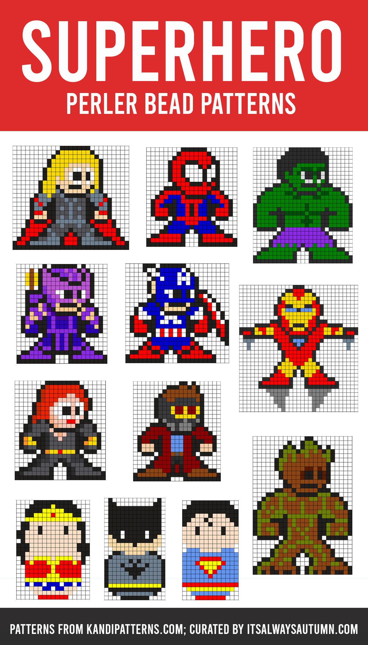 Superhero Perler Bead Patterns (10 Free) - Rock Your Homeschool