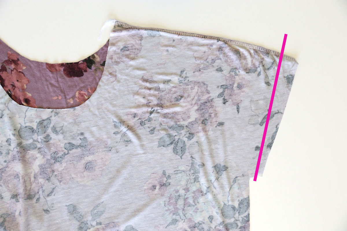 Flutter sleeve tee pattern: trim the sleeve length