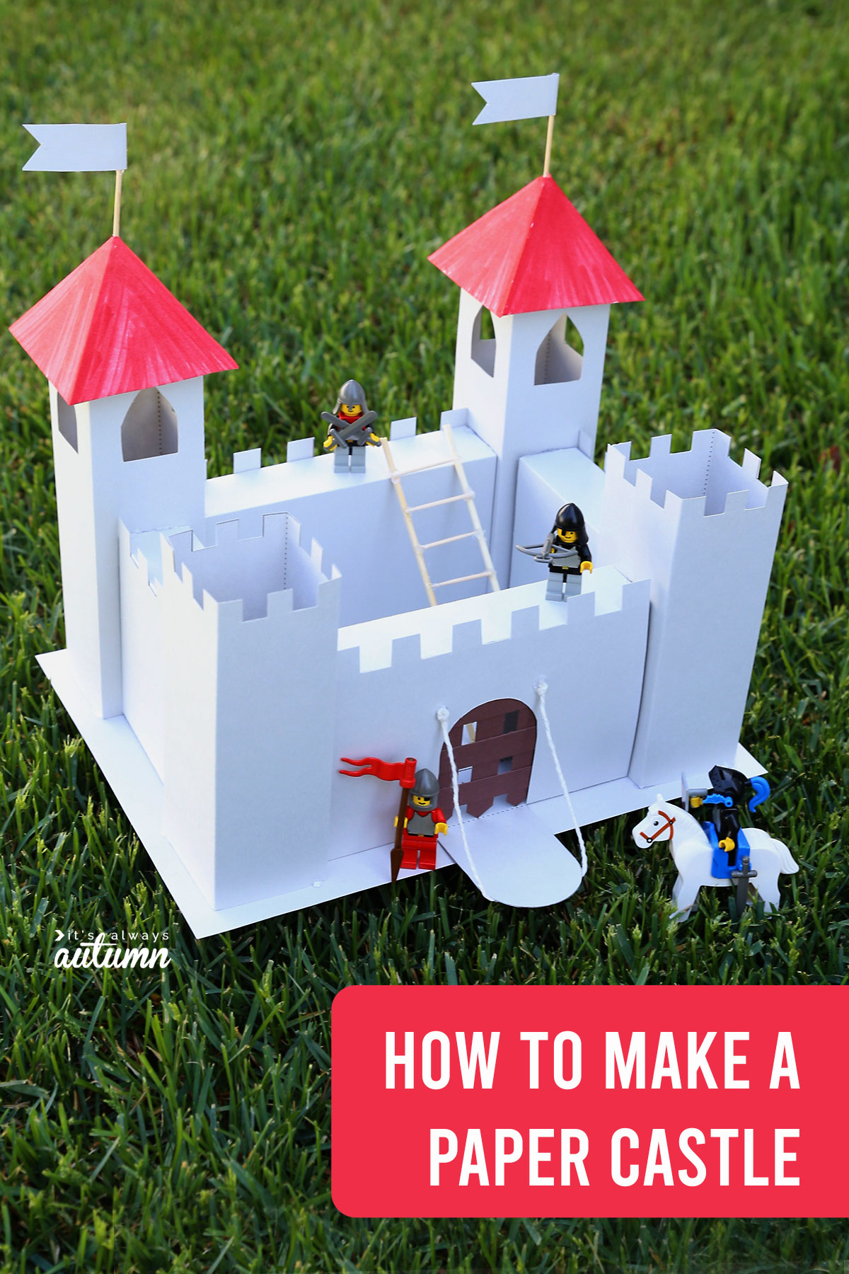 Learn how to make a play castle from cardstock or cardboard with this free printable castle template.