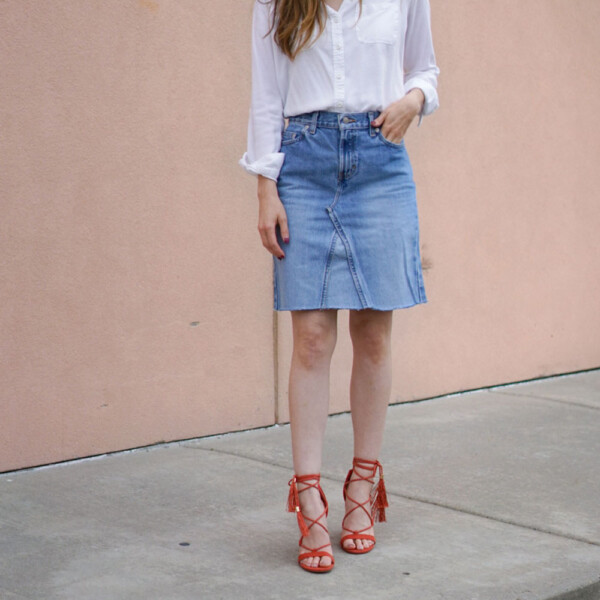 Skirt made from a pair of jeans