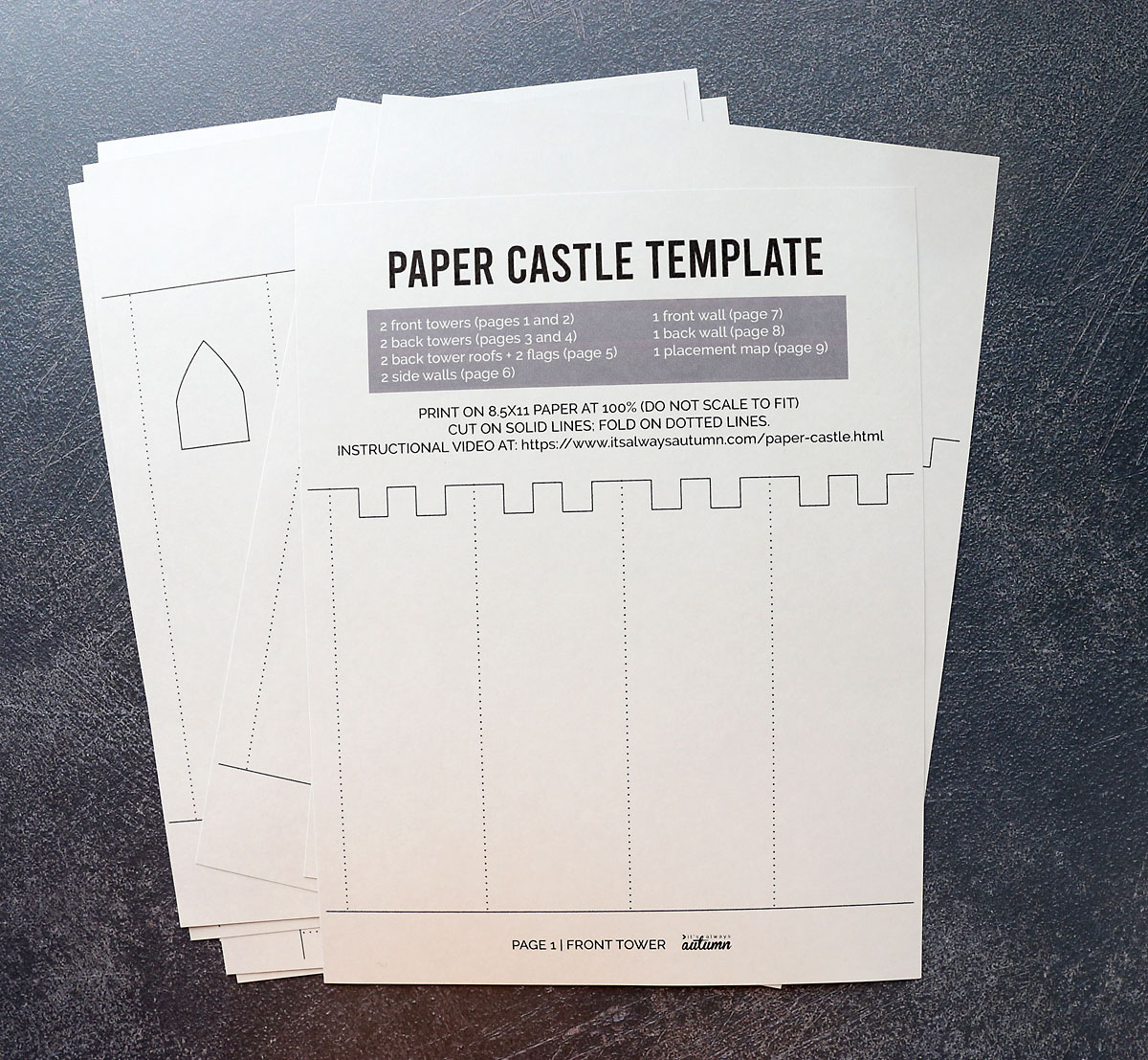 Printable paper castle template