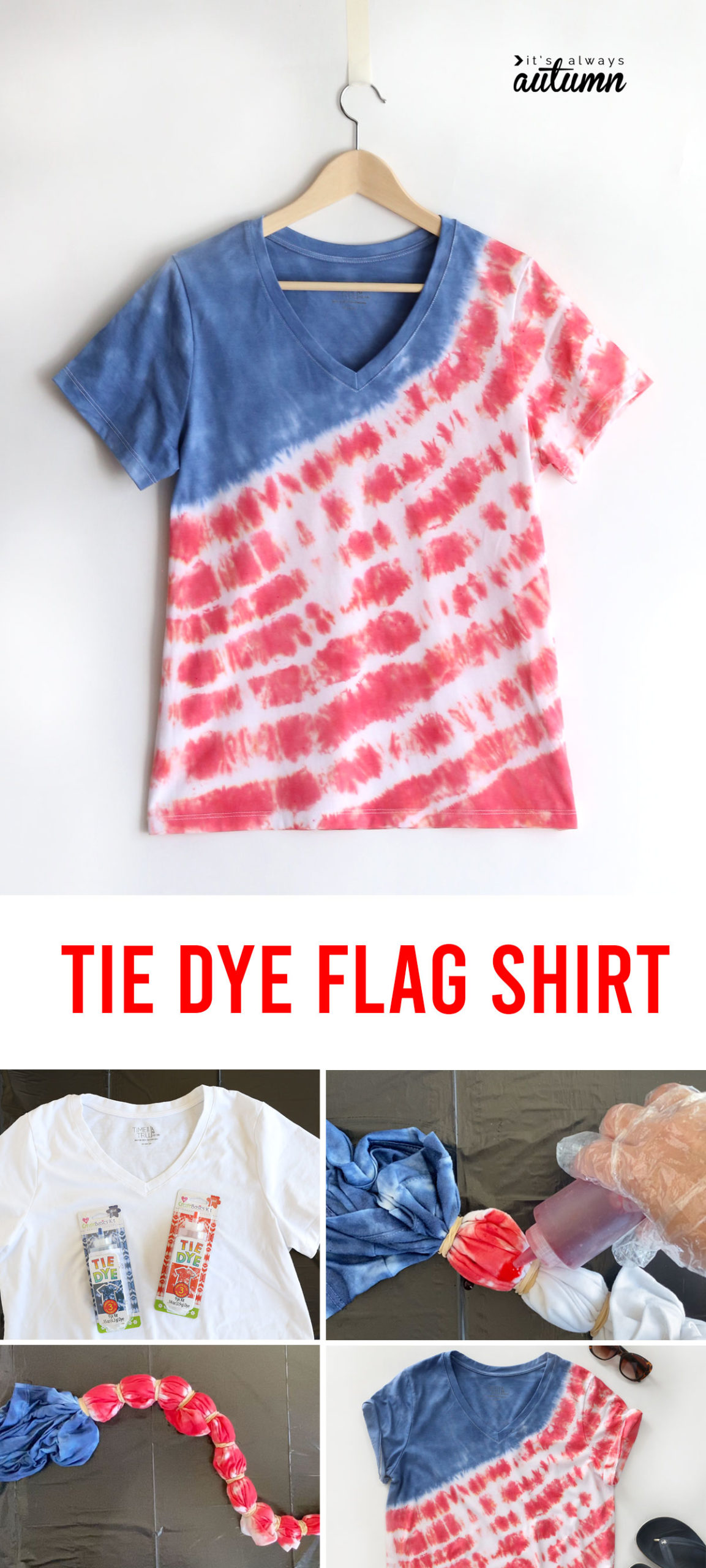 Red White Blue Tie Dye Shirt