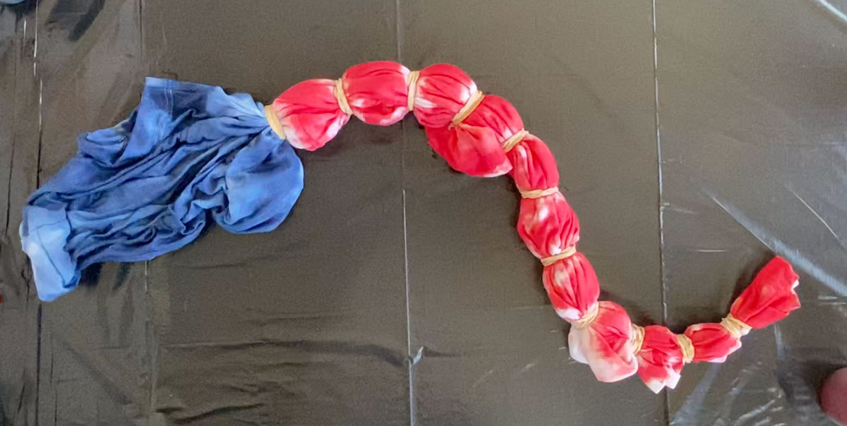 Shirt with red and blue tie dye