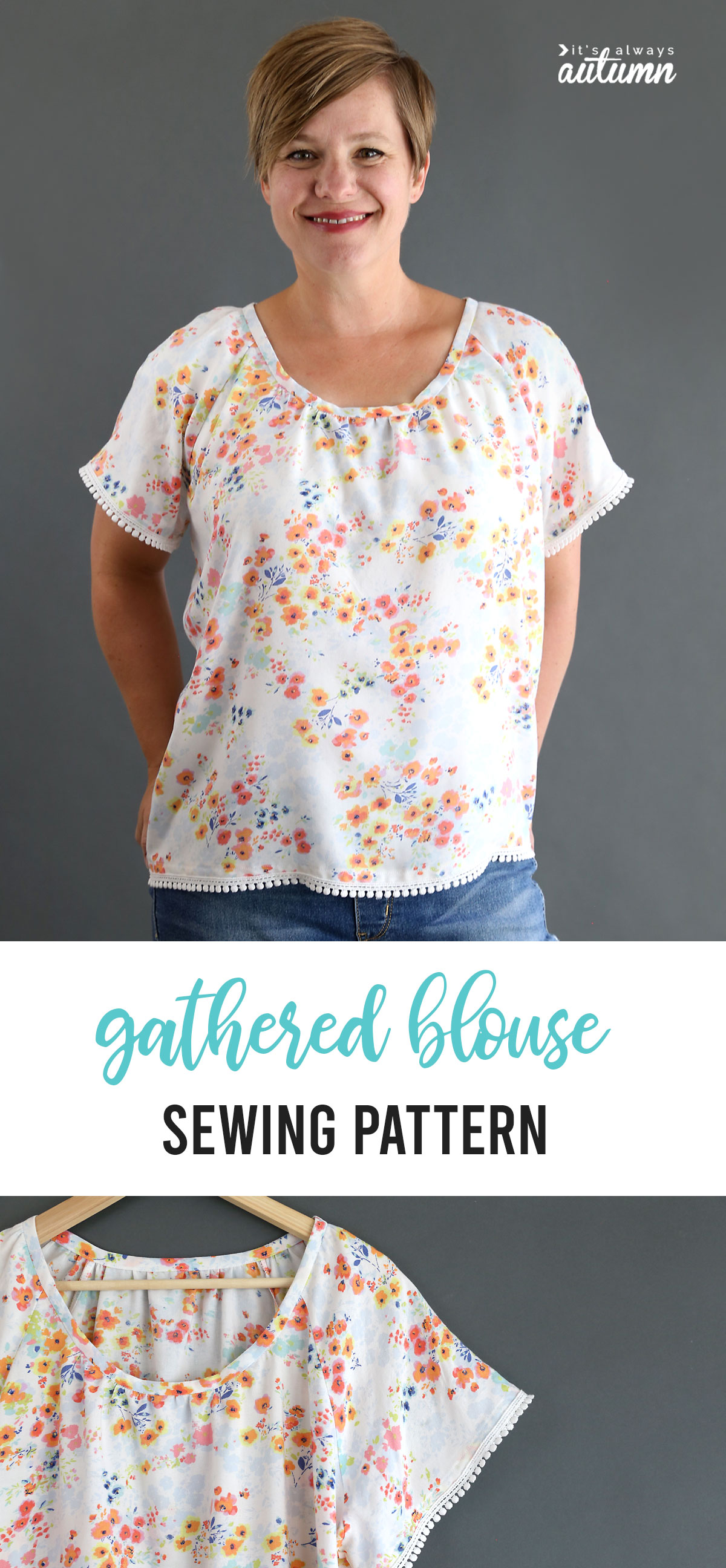 Learn how to sew a pretty gathered raglan blouse with this sewing tutorial and pattern