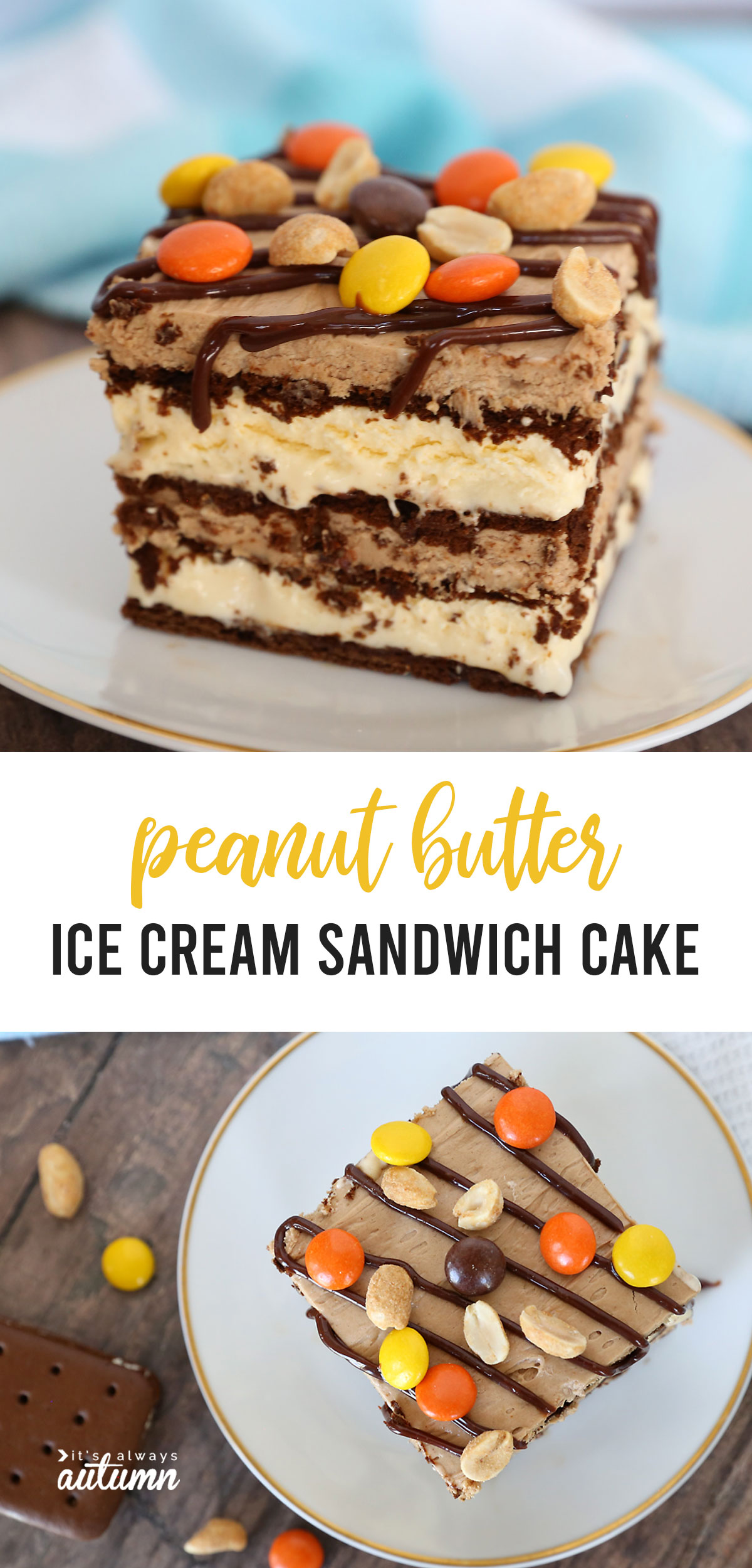 Easy peanut butter ice cream sandwich cake