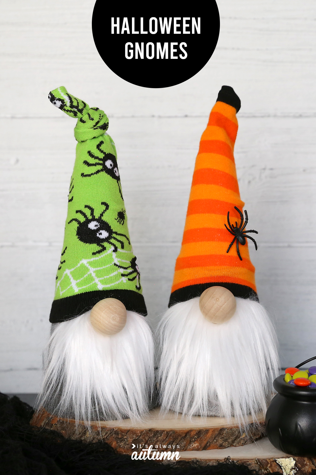 Halloween sock gnomes are made from a cute pair of socks and a craft cone.