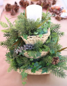 Add greenery (pine and grasses)