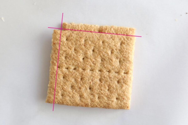 Two graham cracker halves, cut square