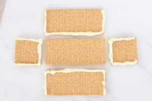 Graham crackers with melted white chocolate for "glue"