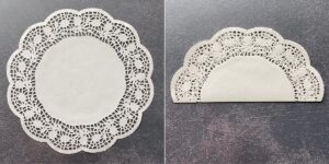 Paper doily folded in half