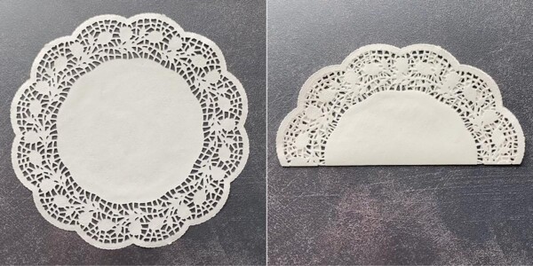 Paper doily folded in half