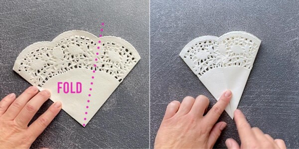 Paper doily quarter with one third folded over