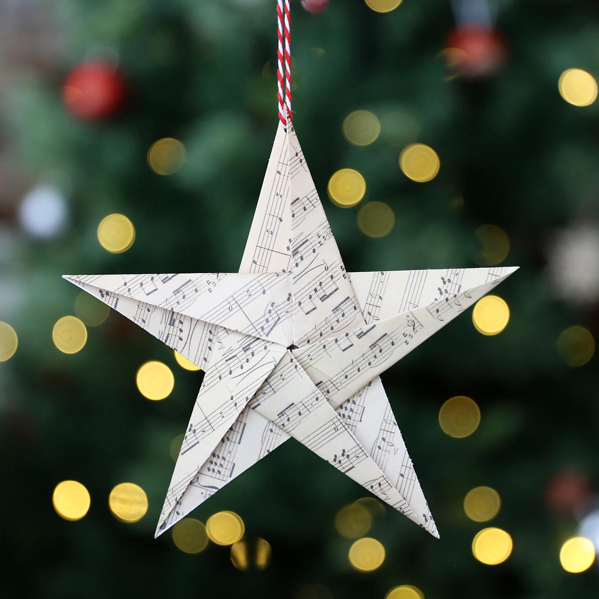 How to make a paper star - Christmas ornaments - 5 Pointed Origami