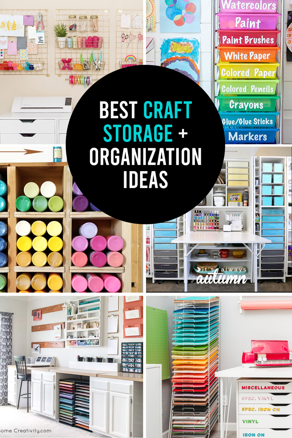 Collage photo showing best craft storage and organization ideas