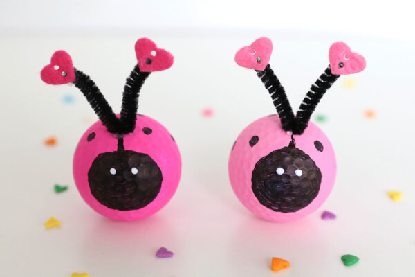 Love bug craft made from golf balls