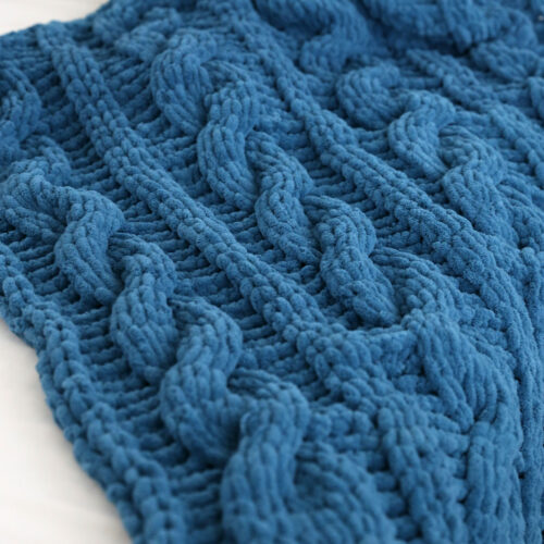 CHUNKY Cable Knit Blanket with Loop Yarn - It's Always Autumn
