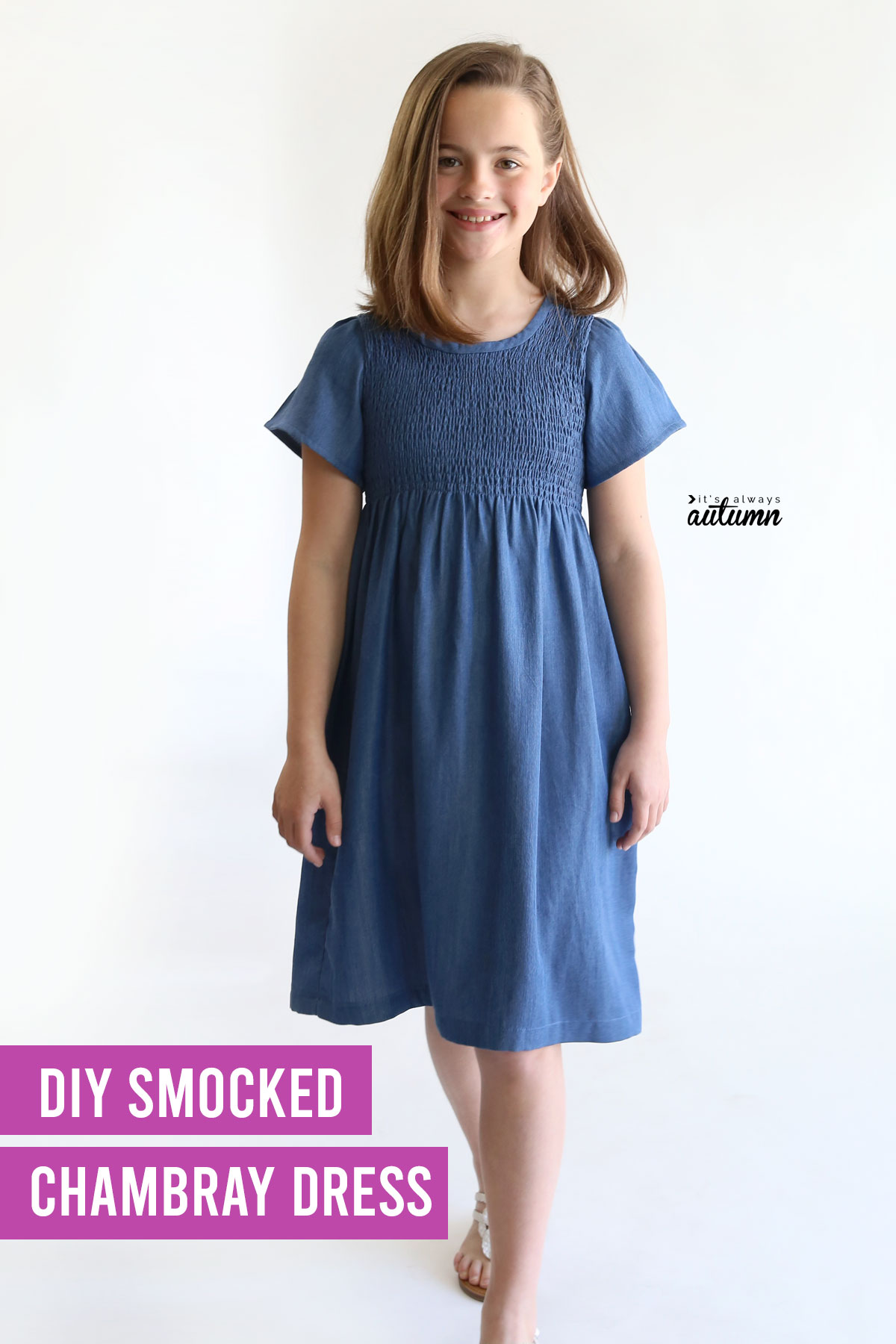 Short Sleeve Gathered Smock Dress Sewing Pattern Womens Dress