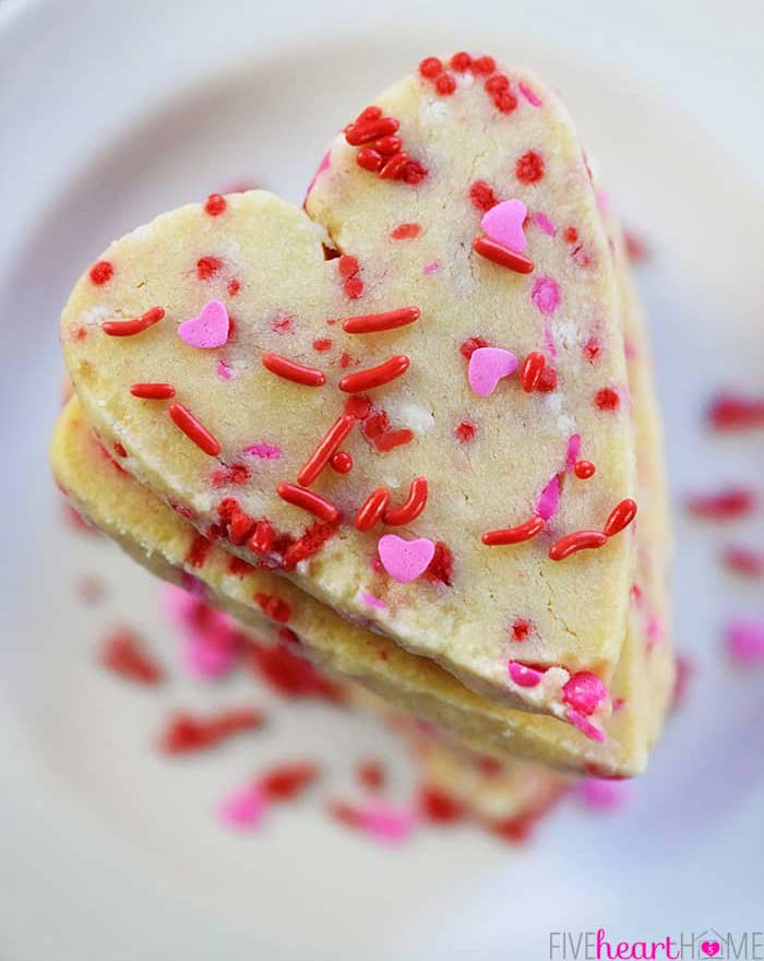 Heart shaped shortbread cookies.