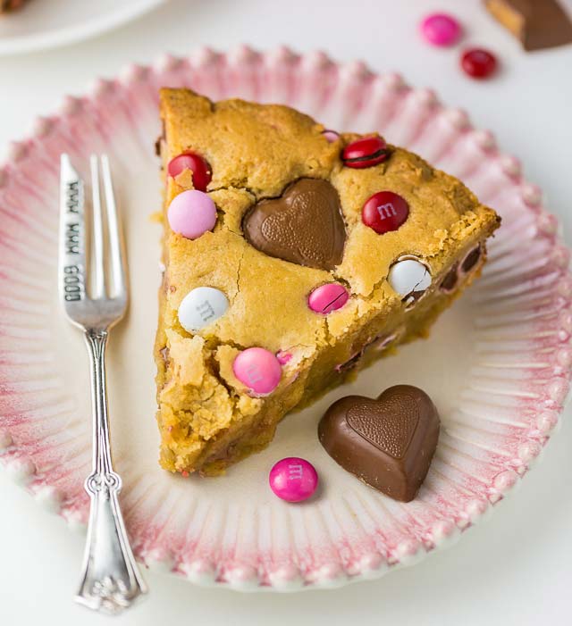 Slice of Valentine's Day cookie pie.