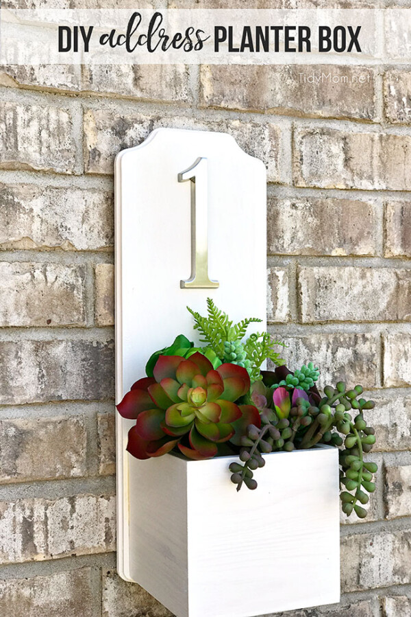 DIY address planter box with succulents