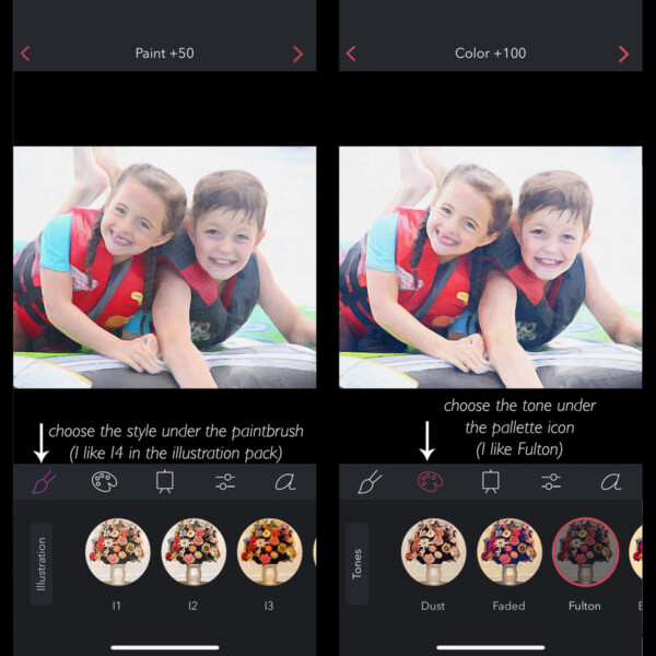 Screenshots of phone and the brushstroke app