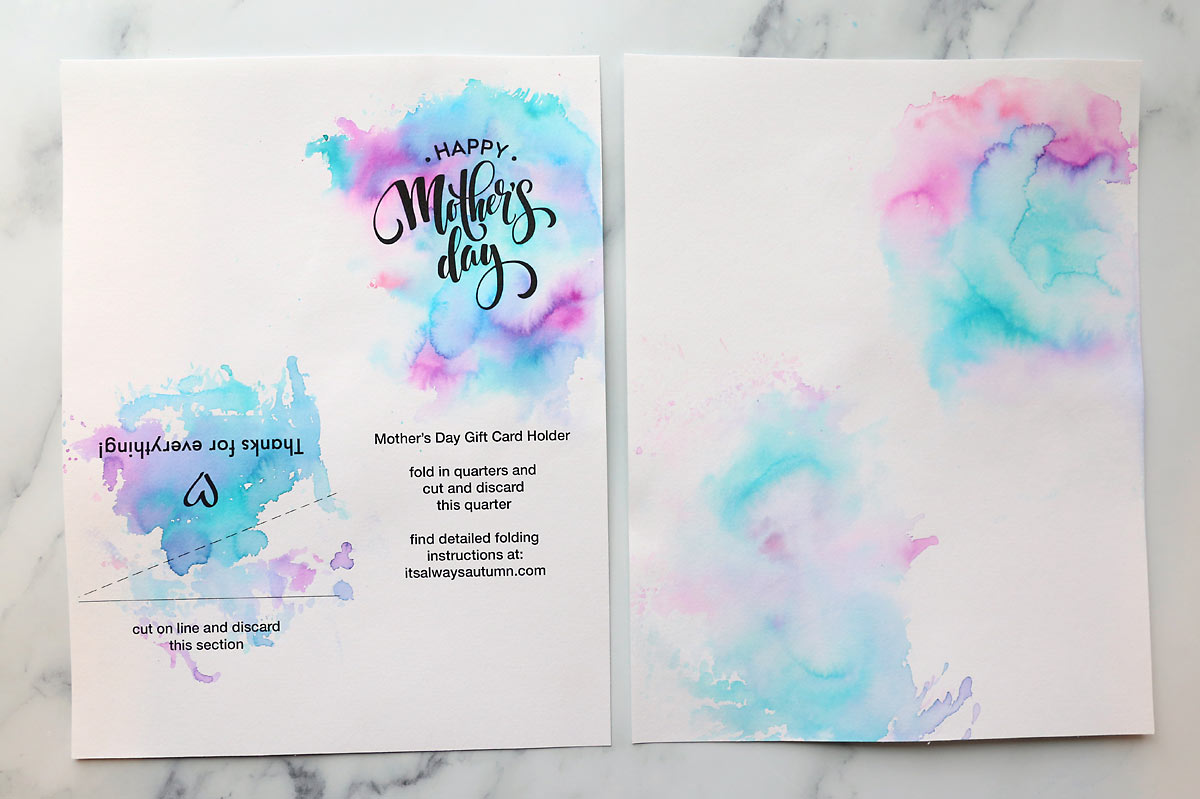 Printable template for Mother' Day card