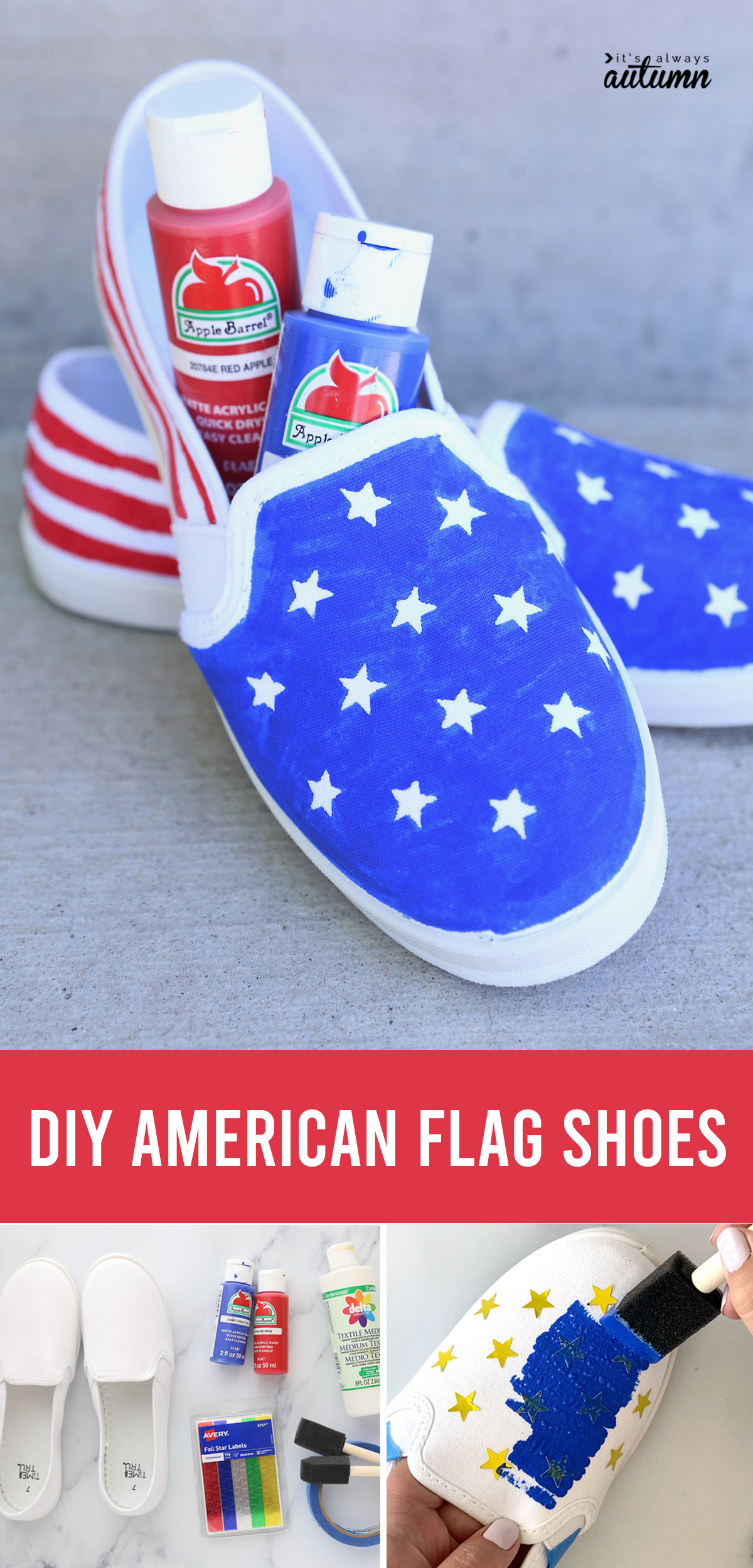 How to make American Flag Shoes - It's Always Autumn