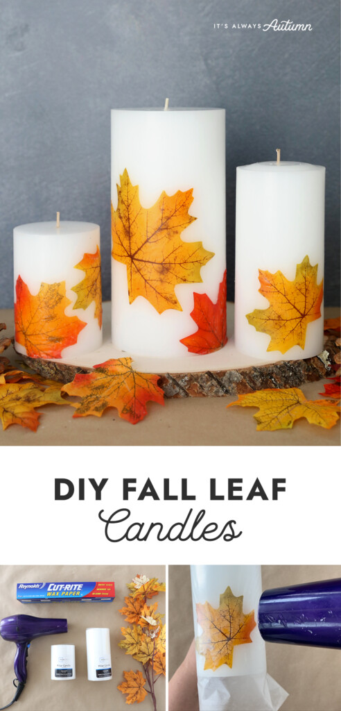 DIY fall leaf candles