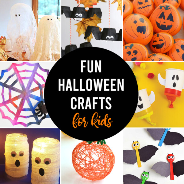 Collage photo of Halloween crafts for kids