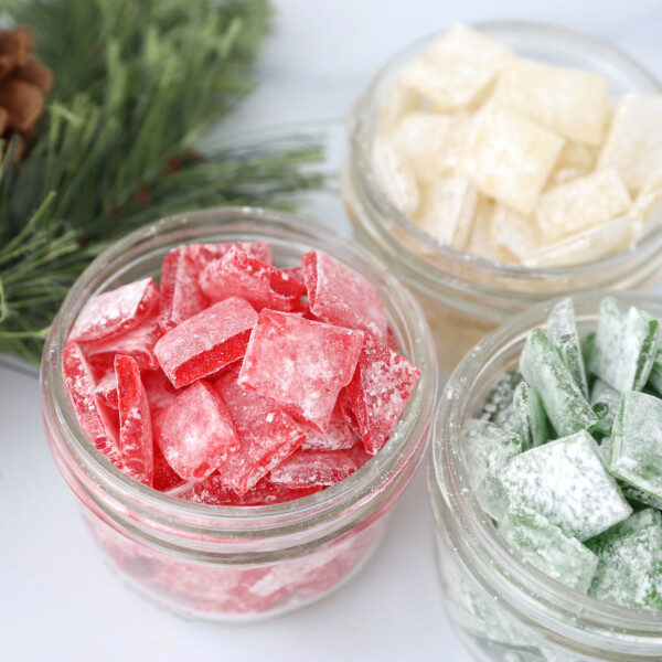 red, white and green hard candy