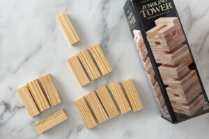 Wood blocks set up in tree shape